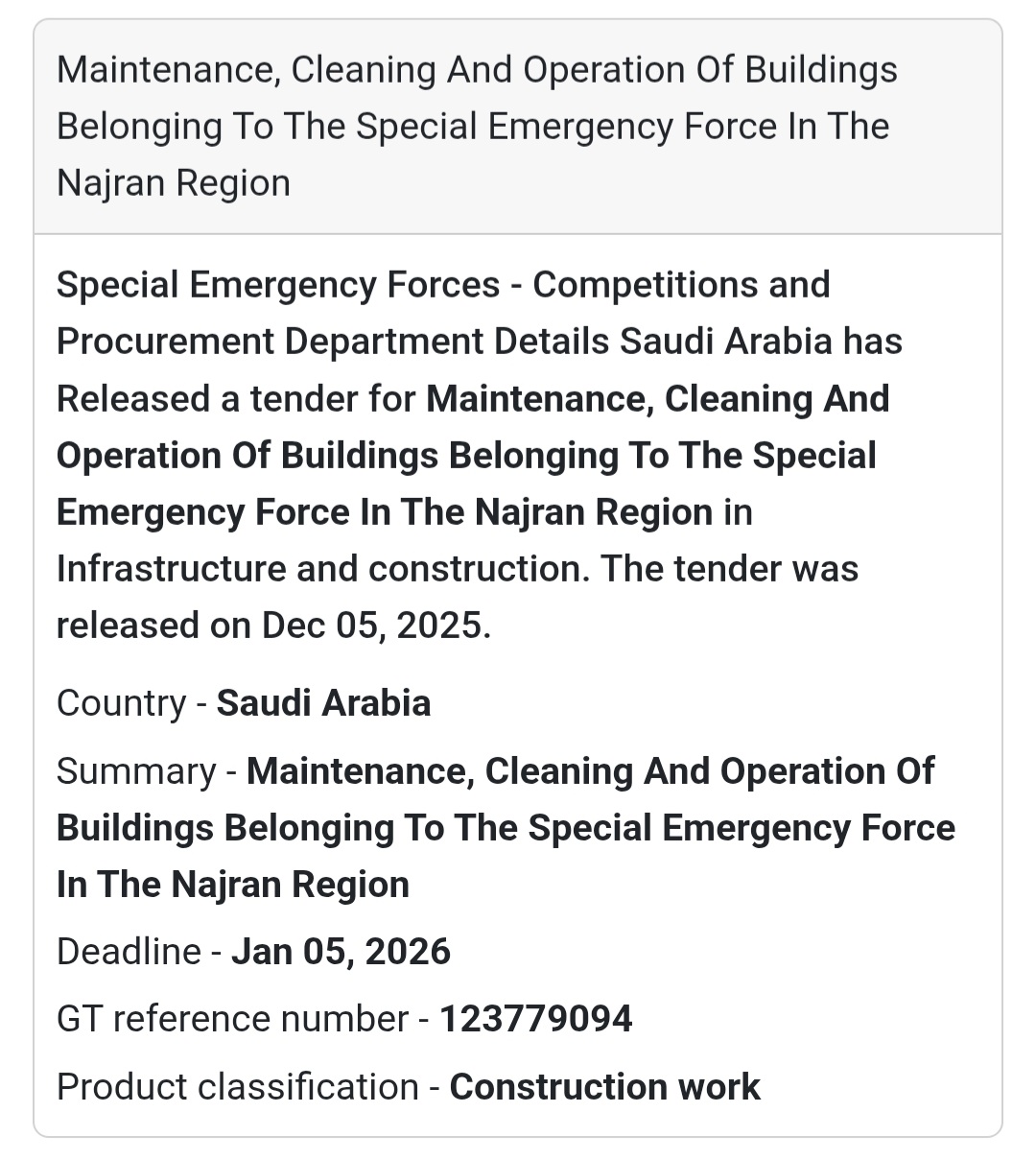 🛠️ Tender Alert – Saudi Arabia 🇸🇦