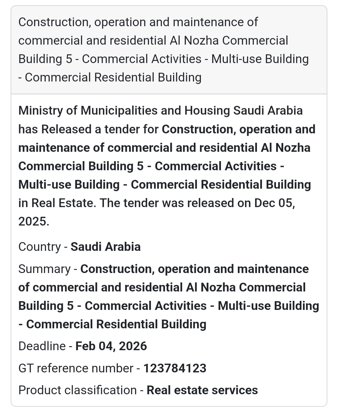 🛠️ Tender Alert – Saudi Arabia 🇸🇦