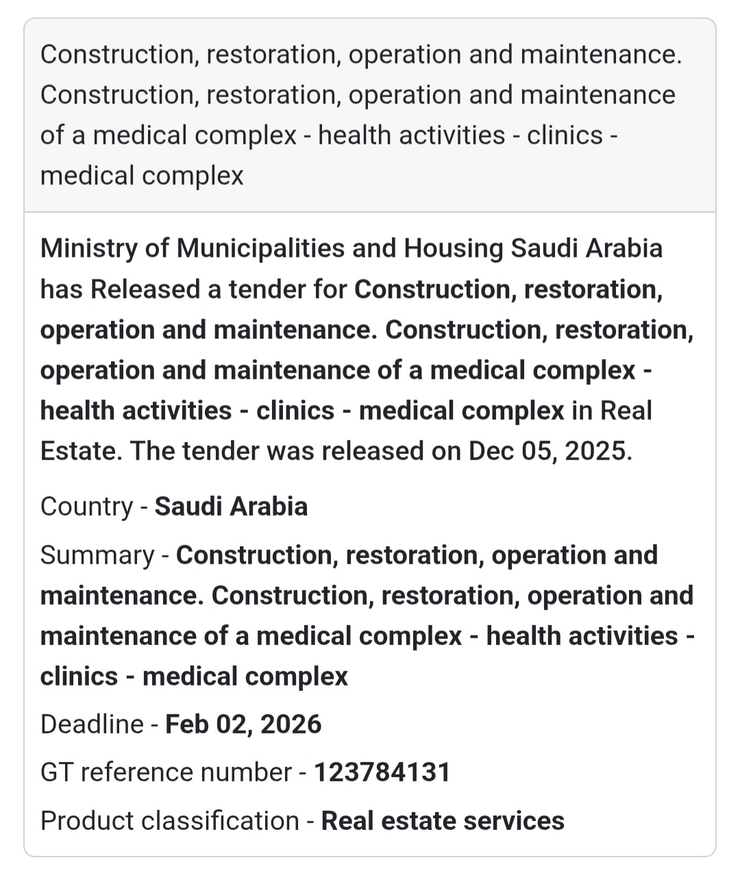 🛠️ Tender Alert – Saudi Arabia 🇸🇦