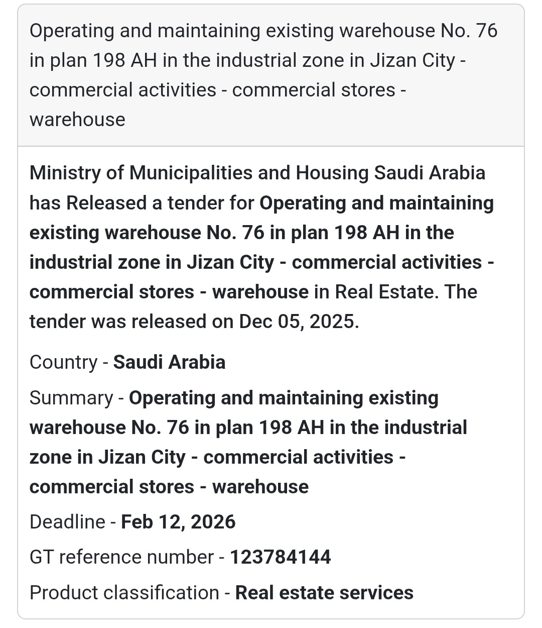 🛠️ Tender Alert – Saudi Arabia 🇸🇦