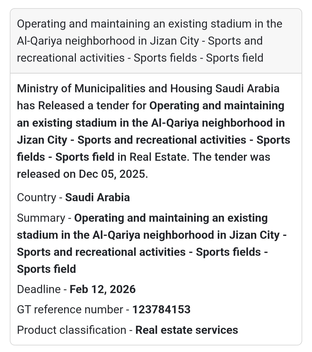 🛠️ Tender Alert – Saudi Arabia 🇸🇦