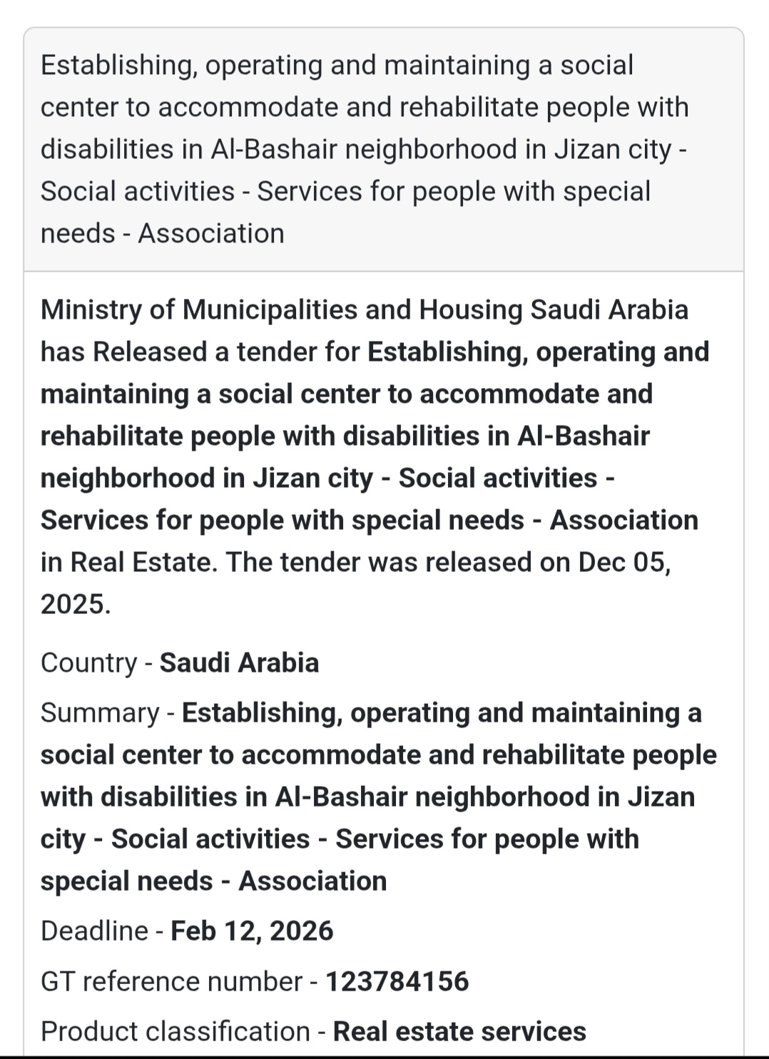 🛠️ Tender Alert – Saudi Arabia 🇸🇦