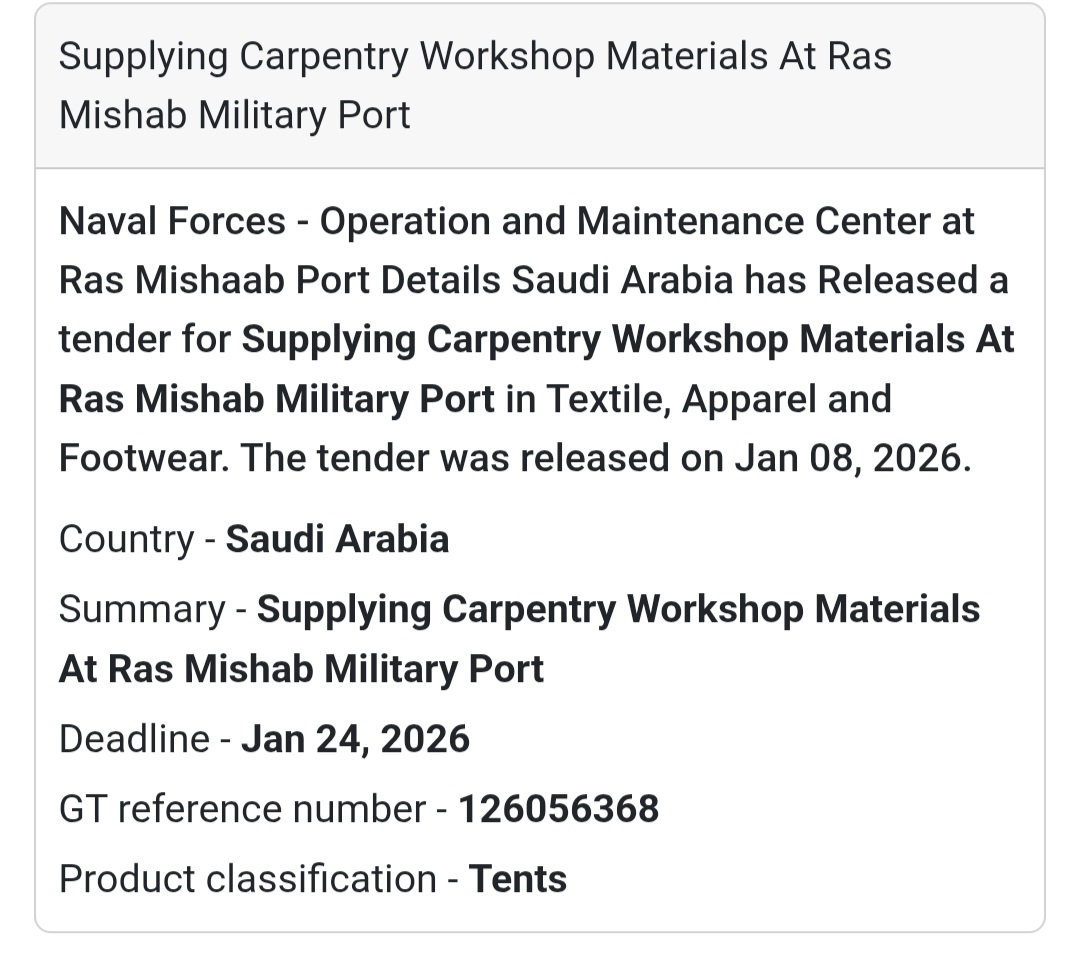 Tender Alert: Saudi Arabia