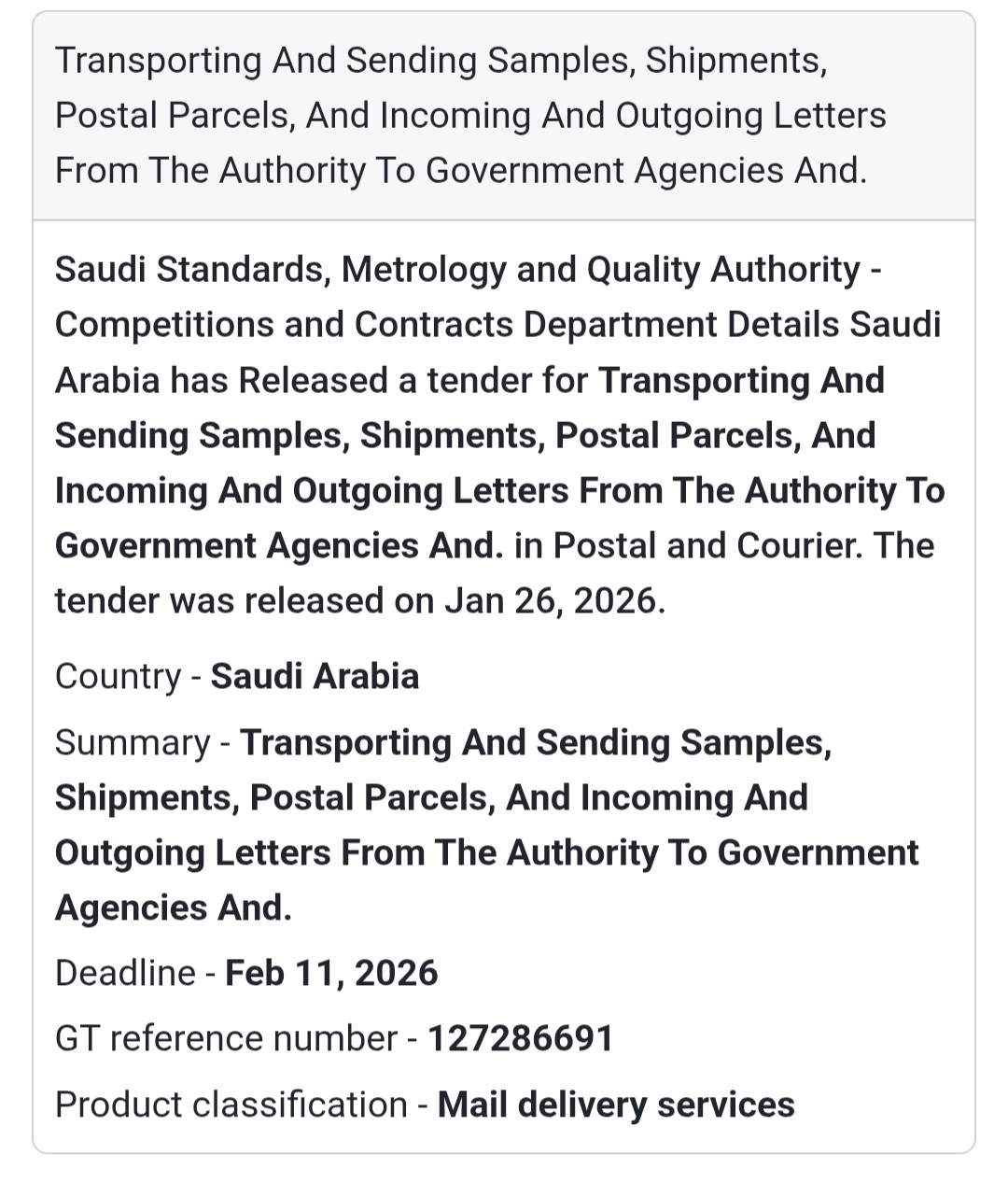 🇸🇦 Tender Alert: Saudi Arabia 🇸🇦