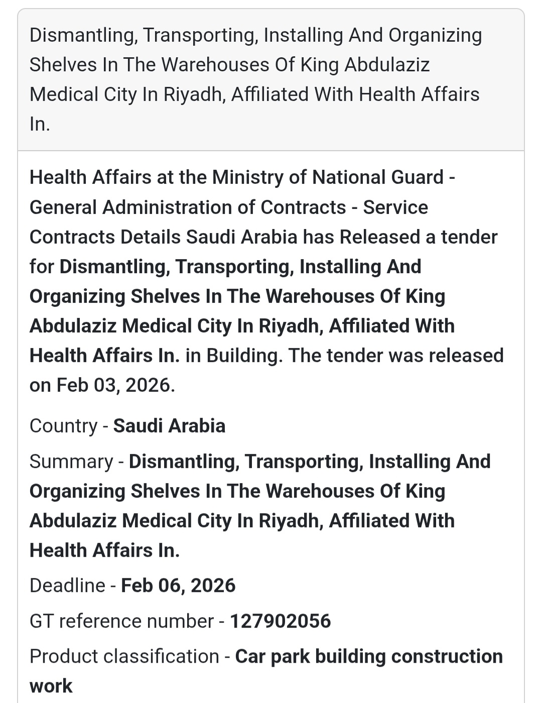 🇸🇦 Tender Alert: Saudi Arabia 🇸🇦