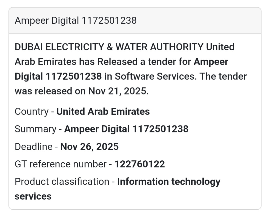 🚀 Tender Alert – UAE