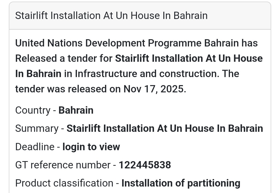 🍽️🎠 Tender Announcement – Bahrain 🇧🇭