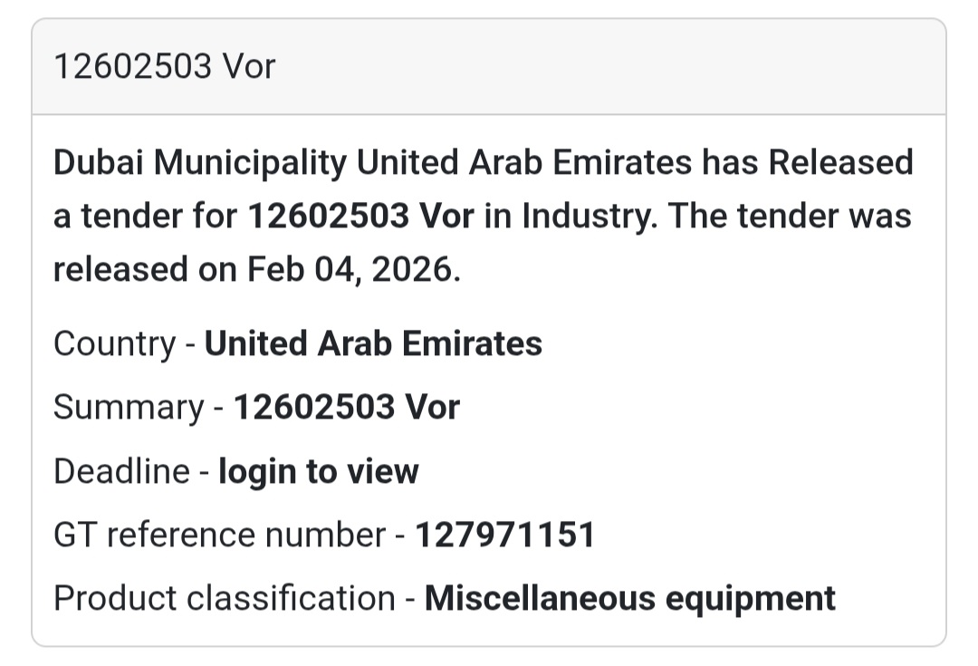 🏗️ Tender No. 12602503 – VOR industrial equipment