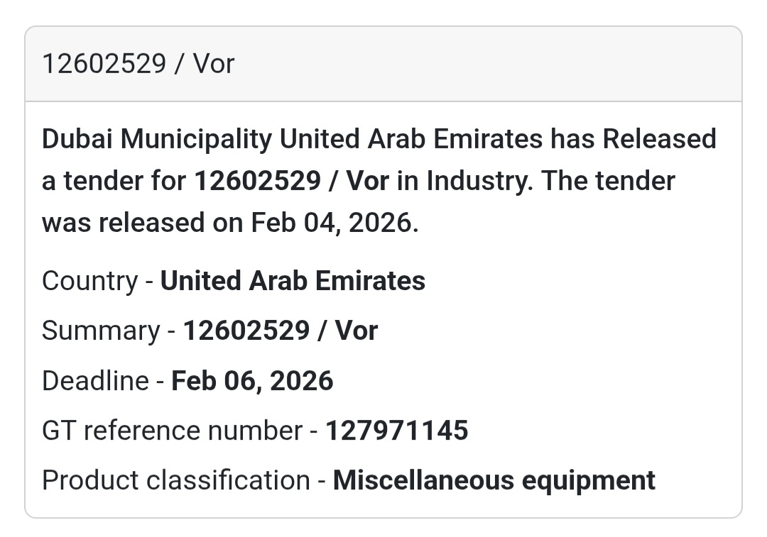 🏗️ Tender No. 12602529 / VOR