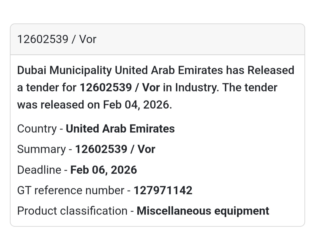 🏗️ Tender No. 12602539 / VOR