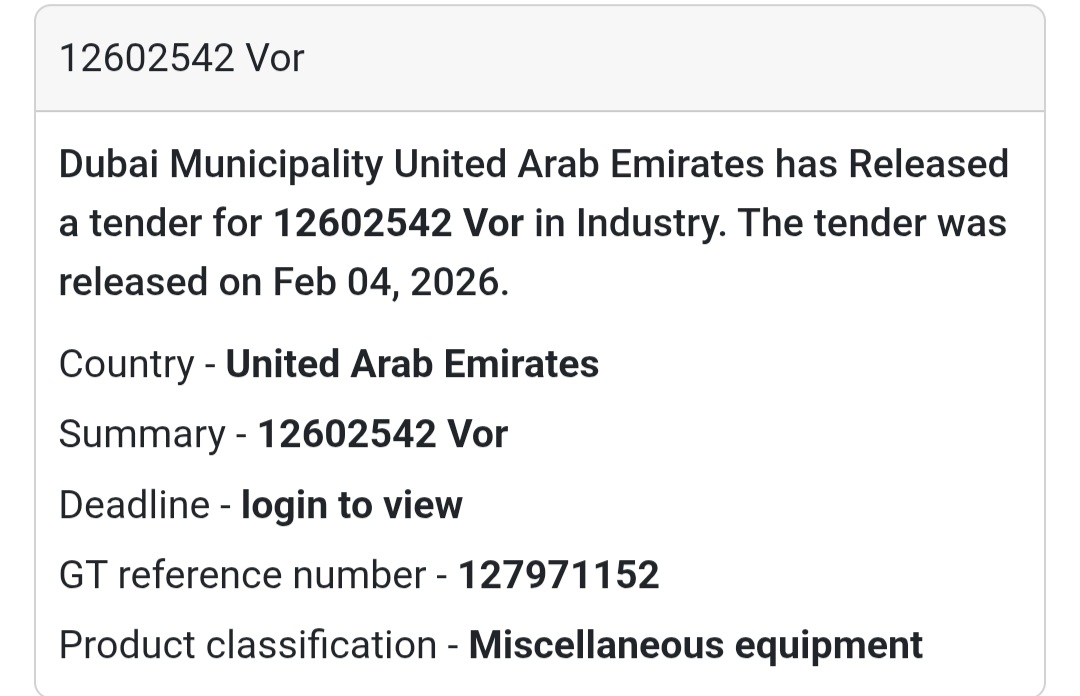 🏗️ Tender No. 12602542 – VOR