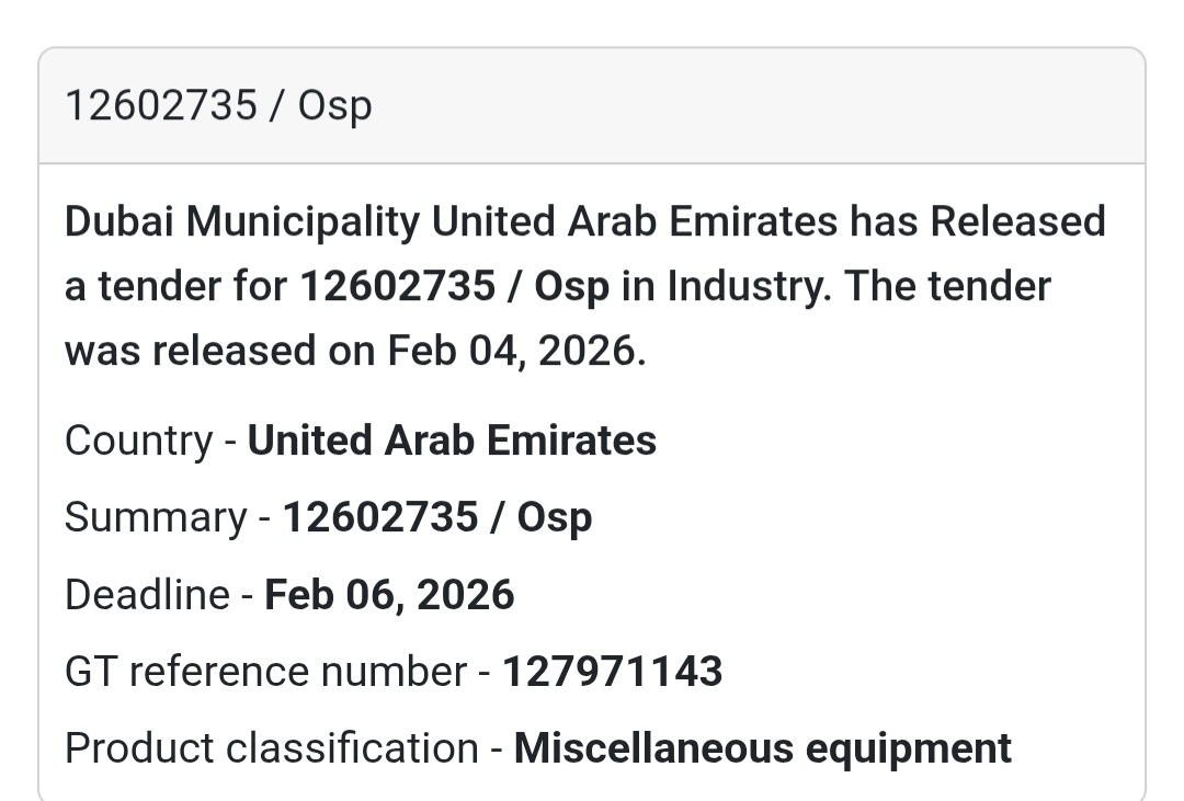 🏗️ Tender No. 12602735 / OSP
