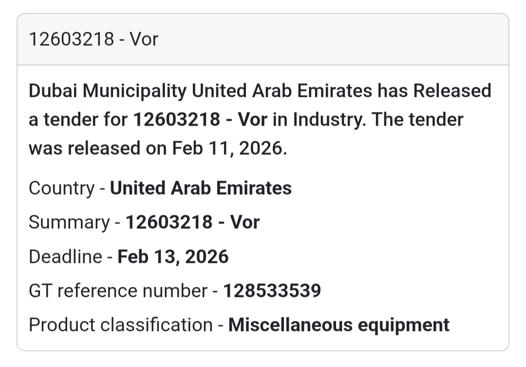 🔹 Tender No. 12603218 – Vor