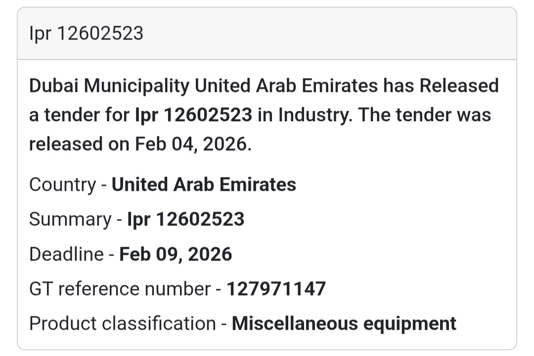 🏗️ Tender No. IPR 12602523