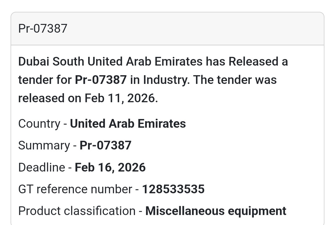 🏗️ Tender No. Pr-07387