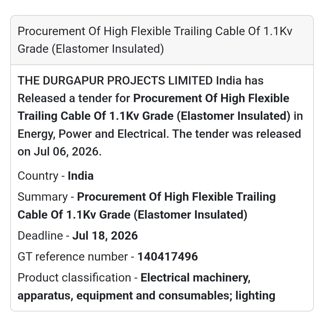 🔌 The Durgapur Projects Ltd. Tender | India