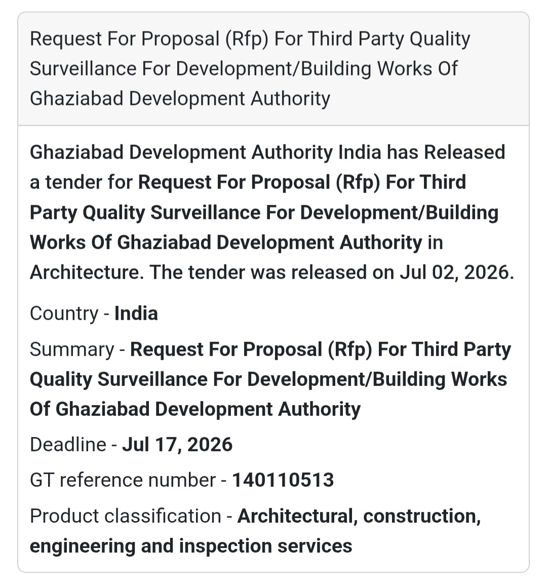🏢 Third Party Quality Surveillance for GDA Projects | 📍Ghaziabad, Uttar Pradesh