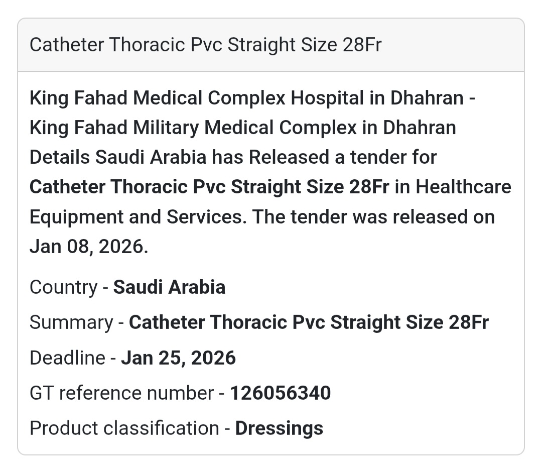 🩺 Thoracic PVC Catheter – 28Fr