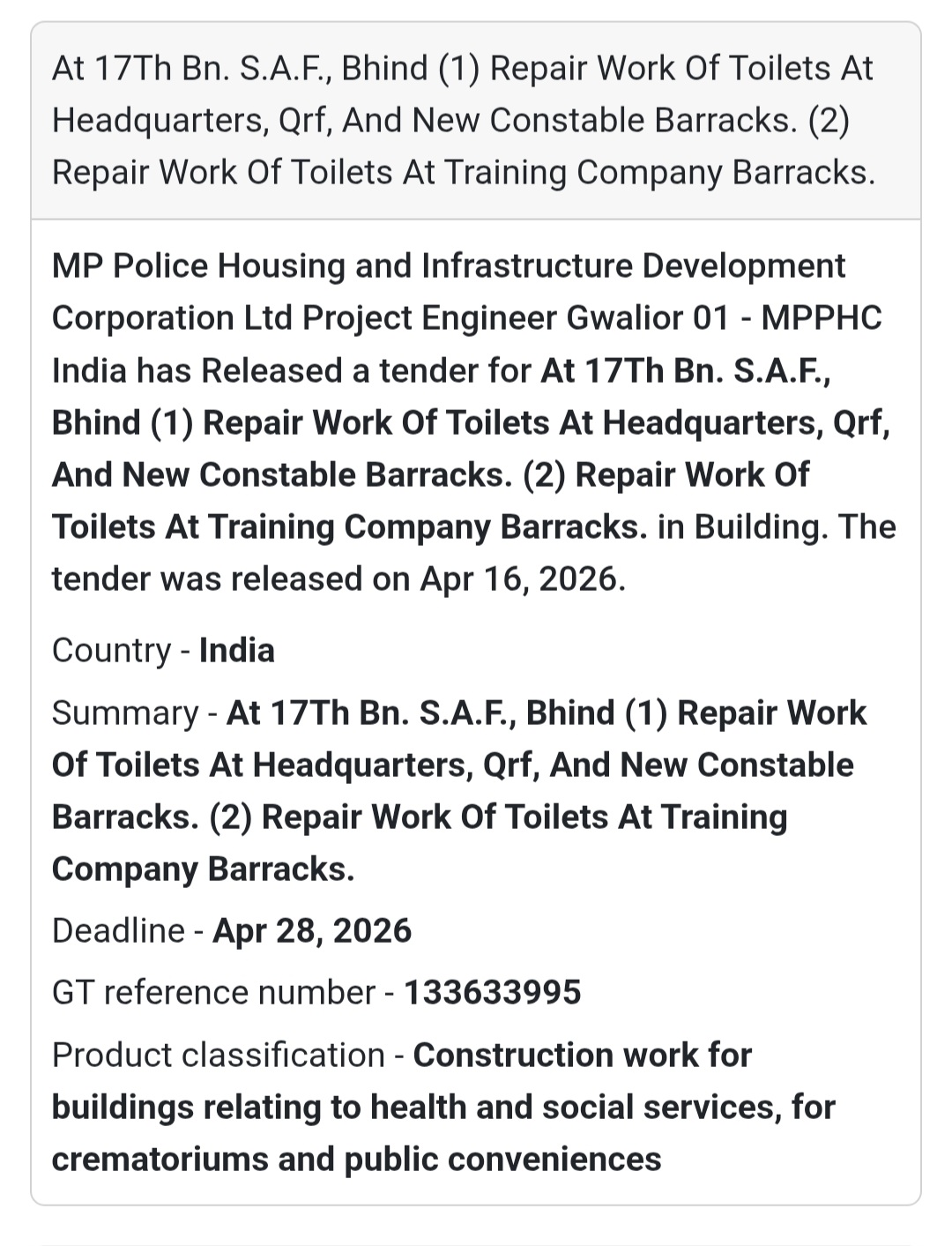 🏗️ Toilet Repair Work – Bhind
