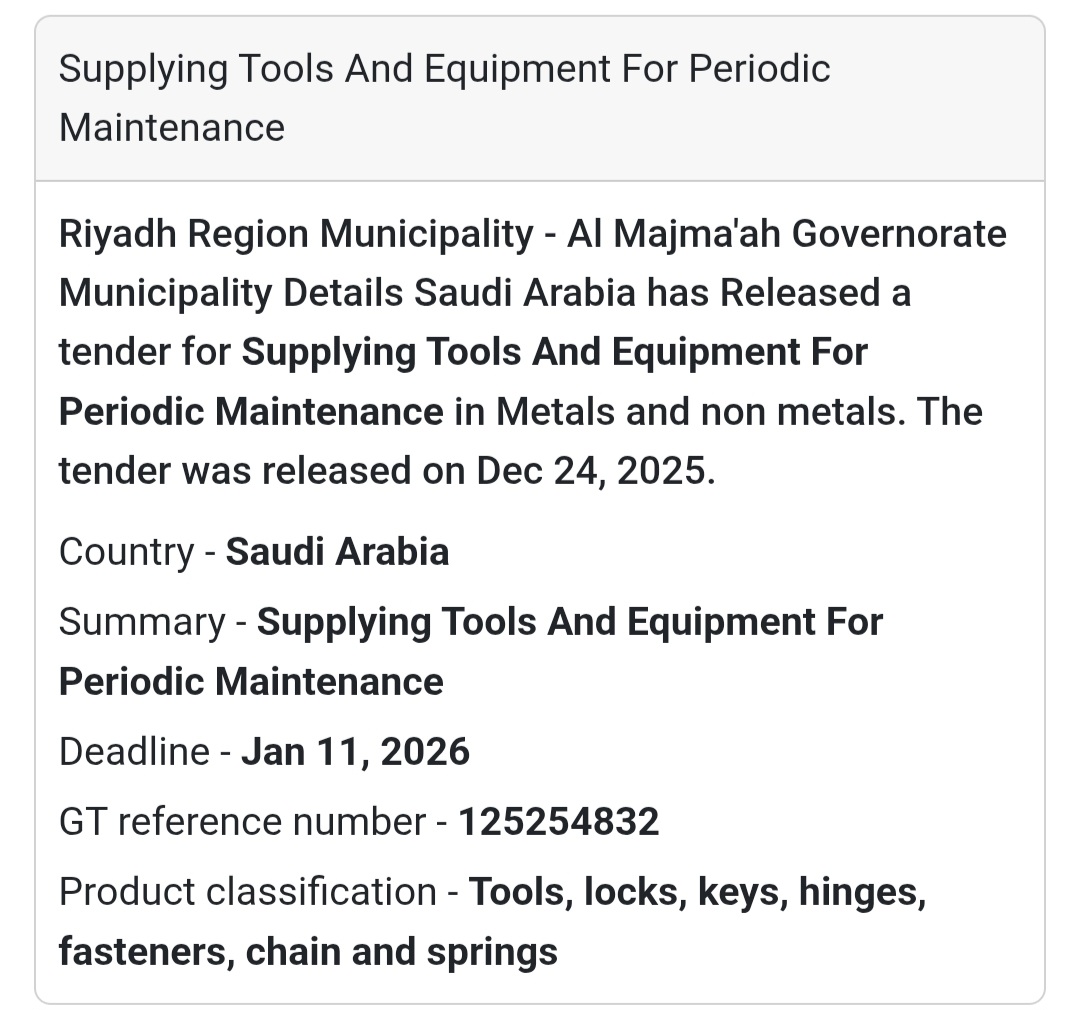 🧰 Tools & Equipment for Periodic Maintenance – Al Majmaah 🇸🇦