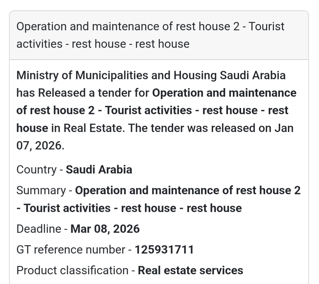 📢 Tourism Operations Tender