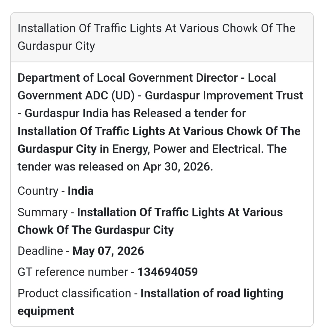 🚦 Traffic Light Installation – Gurdaspur