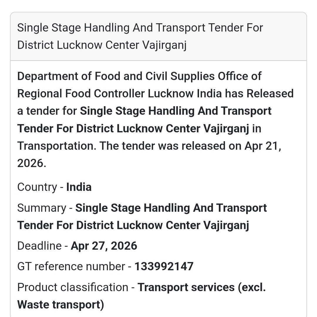 🚚 Transport & Handling Tender – Lucknow