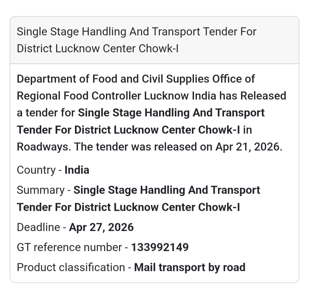 Transport Tender – Lucknow (Chowk-I)