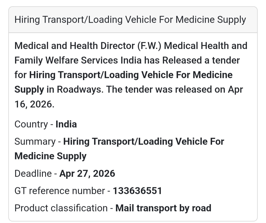 🚚 Transport Vehicle Hiring for Medicine Supply