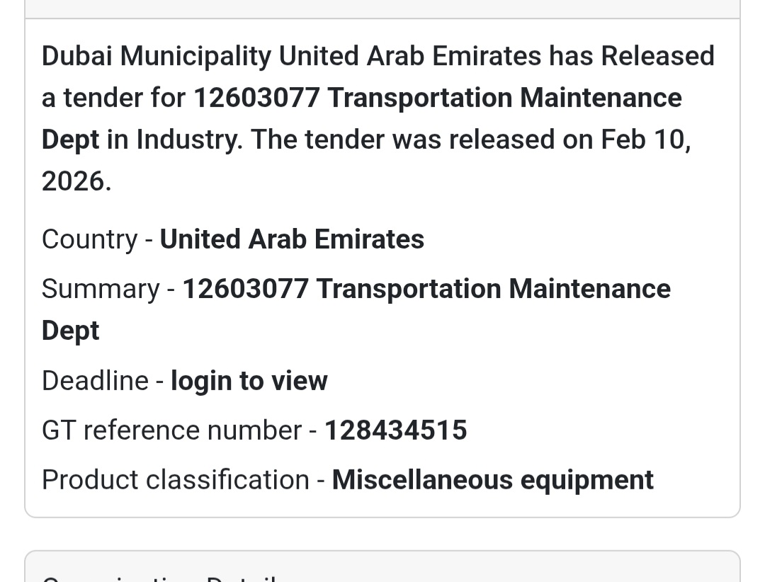 🚛 Transportation Dept Tender | 12603077
