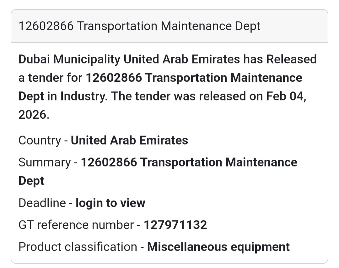 🚍 Transportation Maintenance Dept – Ref 12602866