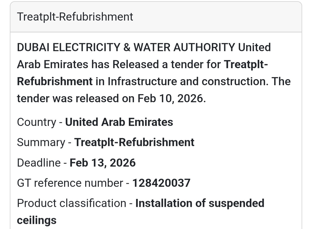 🏗 Treatment Plant Refurbishment – UAE