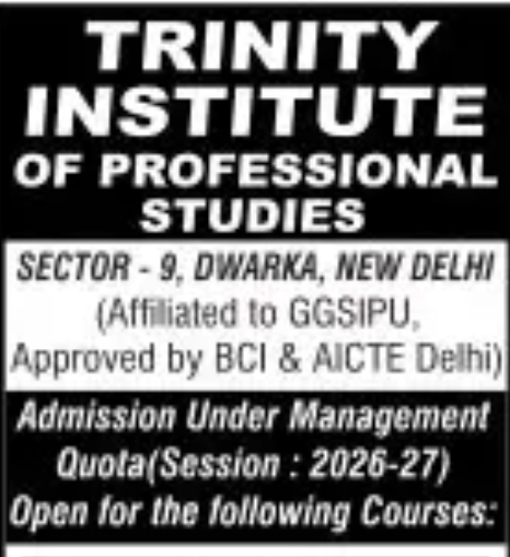 🎓 Trinity Institute of Professional Studies – Admission Announcement📢 Admissions Open