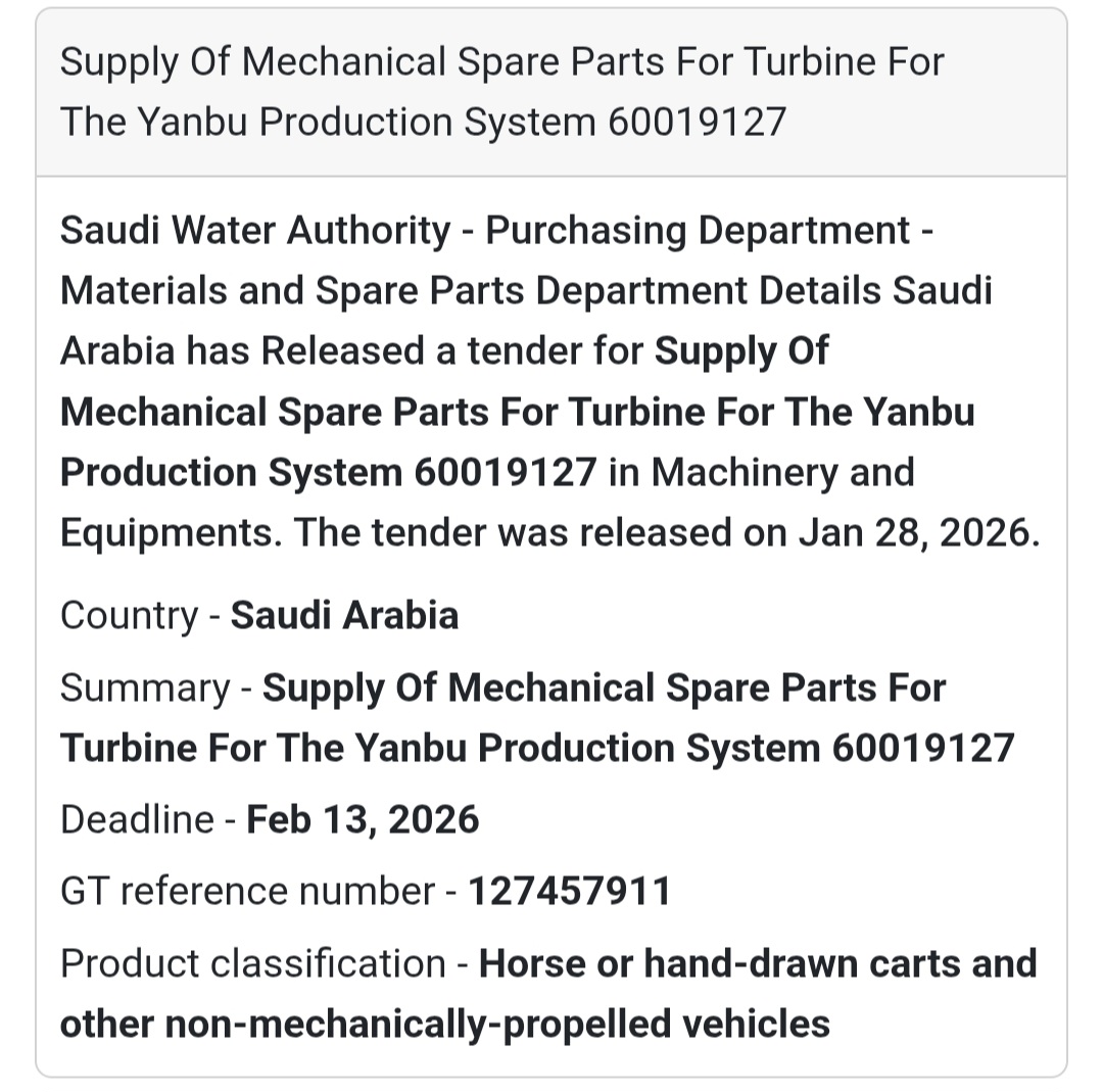 ⚙️ Turbine Spare Parts Supply | Yanbu