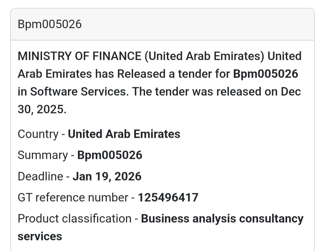 🇦🇪 UAE GOVERNMENT TENDER ALERT 🚨