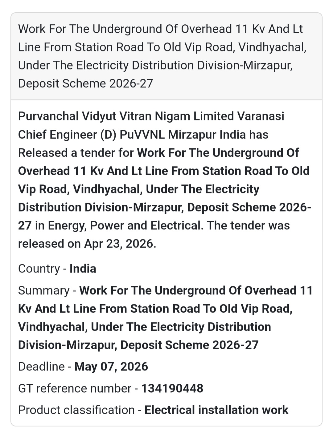 ⚡ Underground Electrical Line Work – Mirzapur