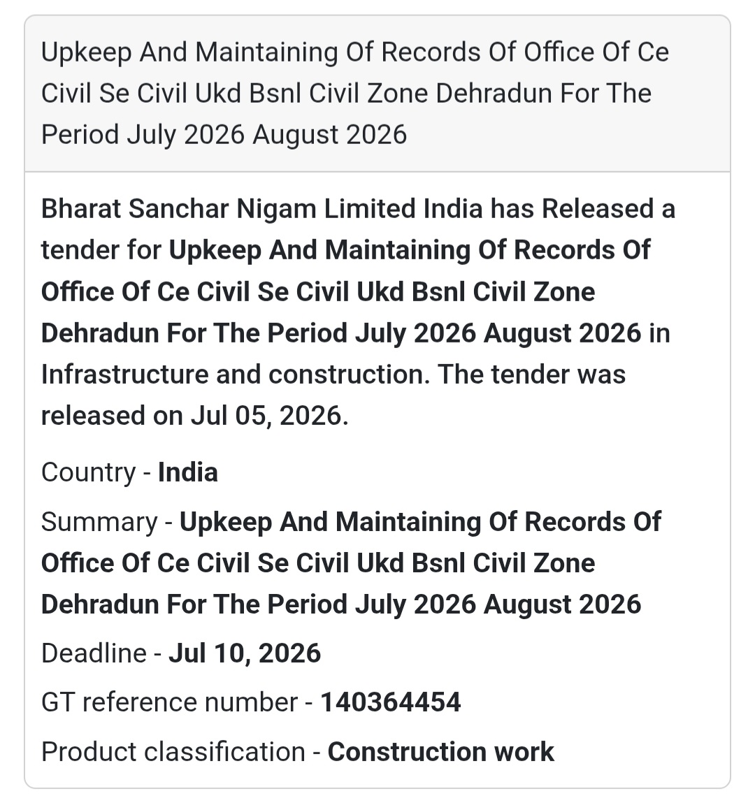 🗃️ Upkeep & Maintenance of Office Records – BSNL Civil Zone, Dehradun 📂