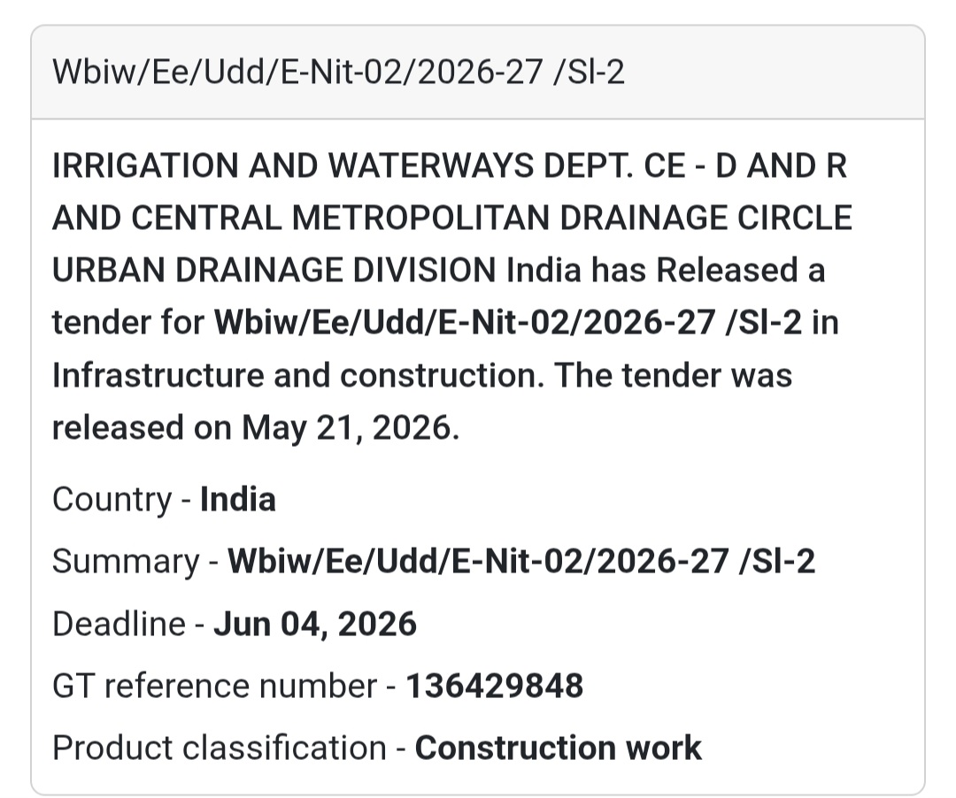 🌧️ Urban Drainage Division Tender |