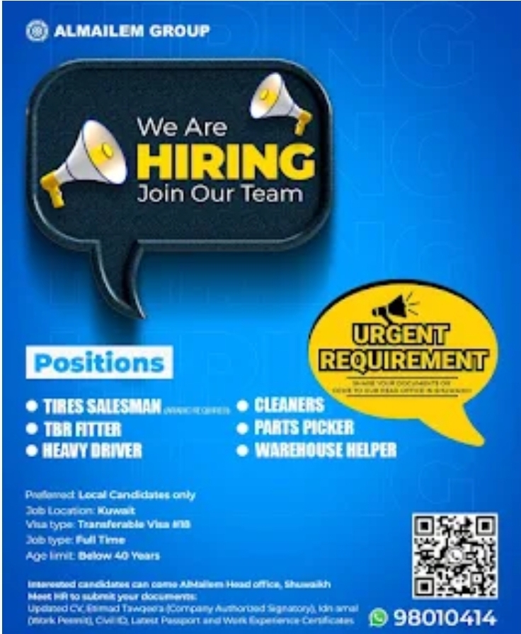 🚨 URGENT JOB OPENINGS – KUWAIT 🇰🇼