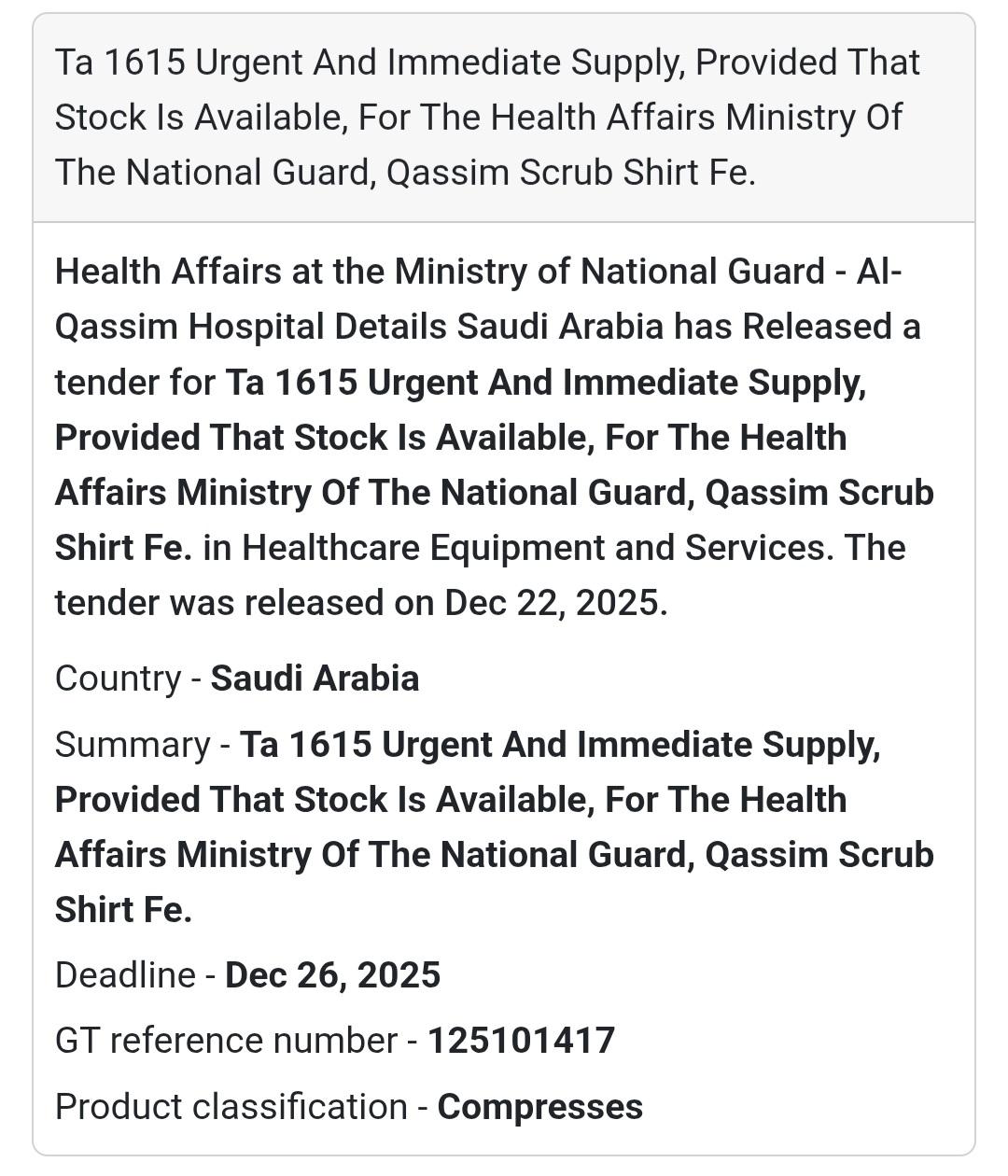 👕 Urgent Medical Apparel Supply – Saudi Arabia 🇸🇦