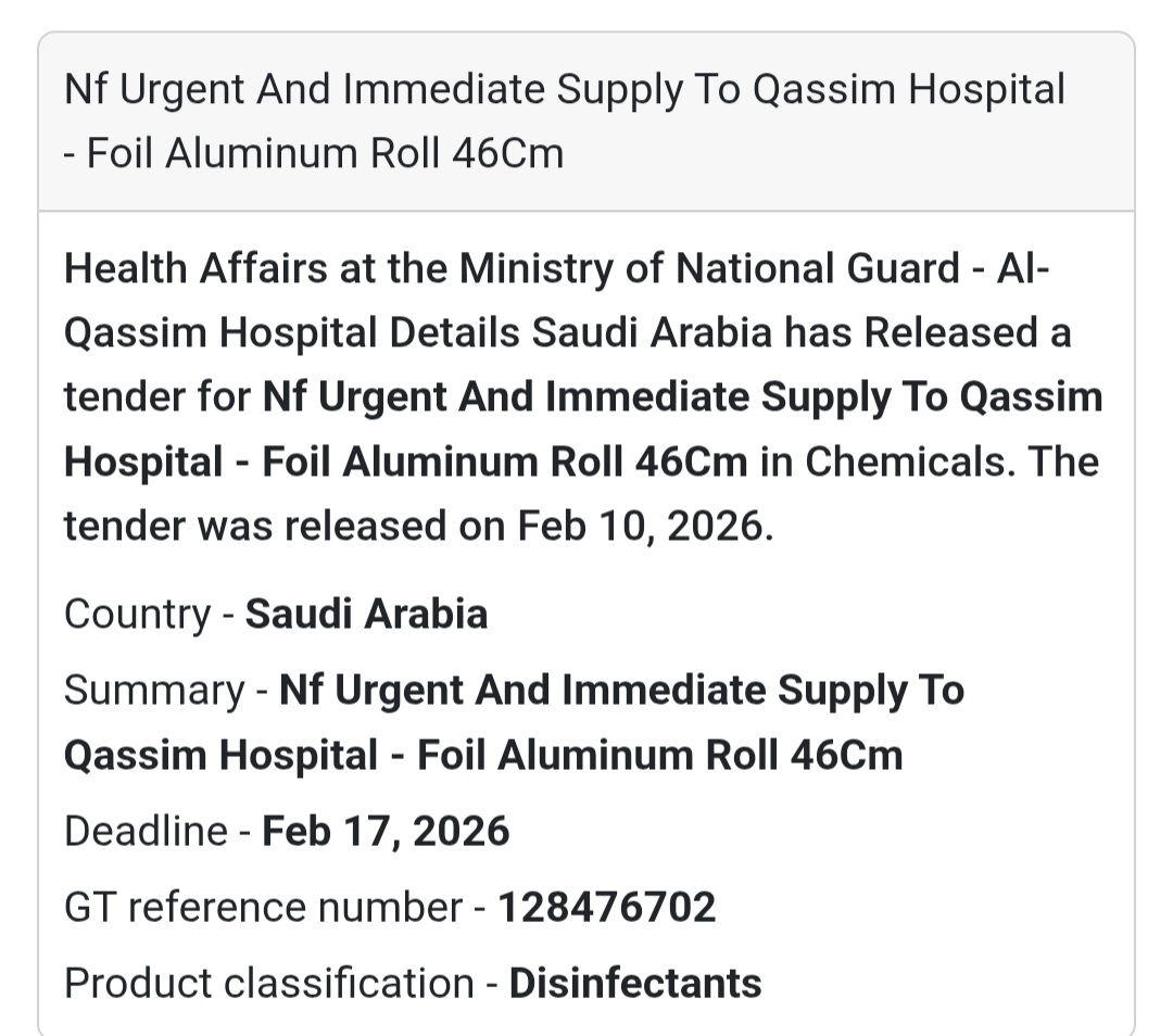 🧻 Urgent Supply – Aluminum Foil Roll 46cm (Hospital Use)