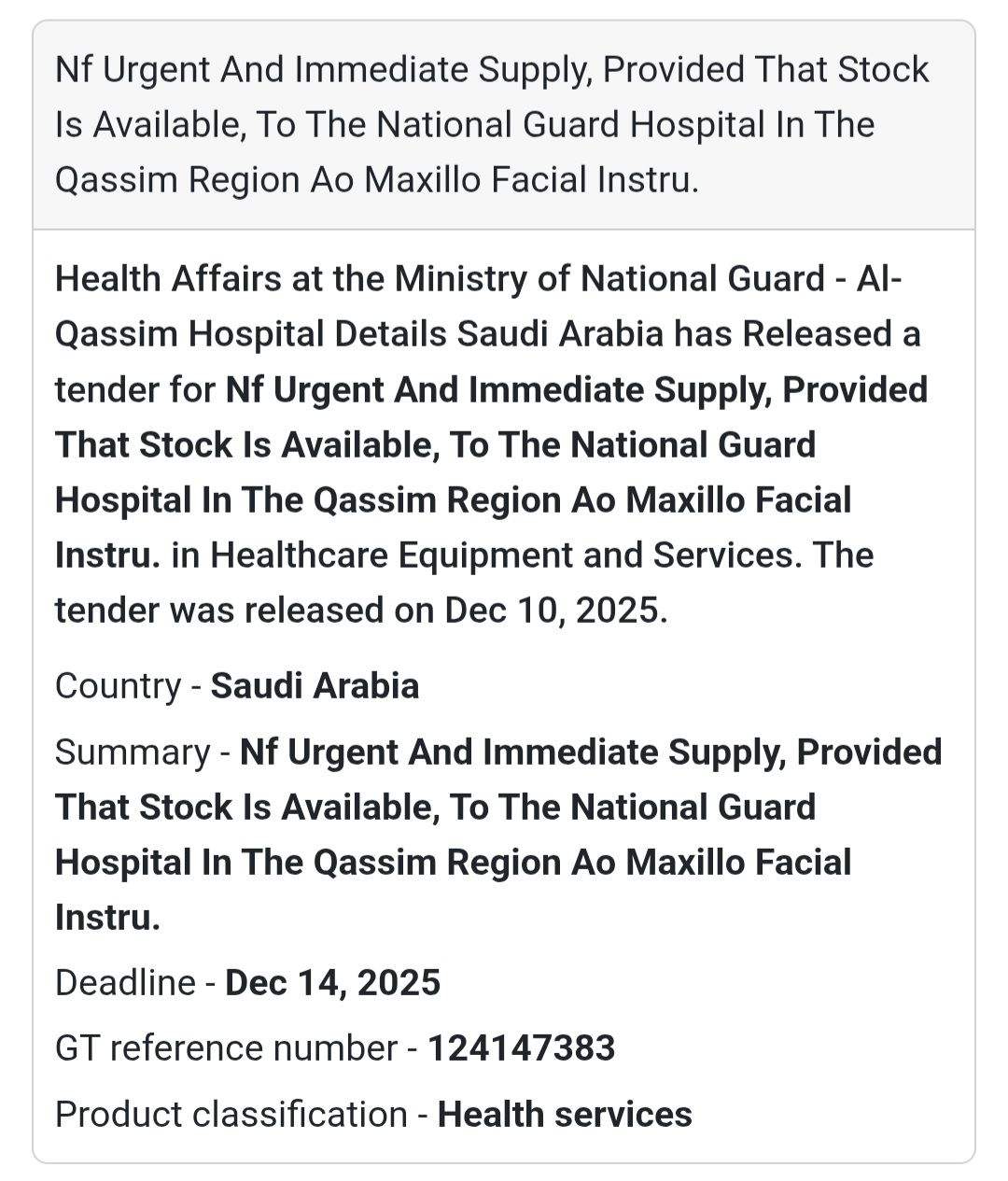 🏥 Urgent Supply – Maxillofacial Instruments