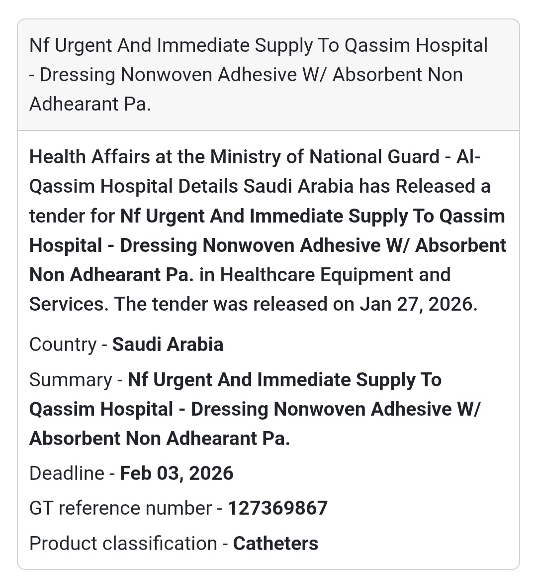 🩹 Urgent Supply – Nonwoven Adhesive Dressing