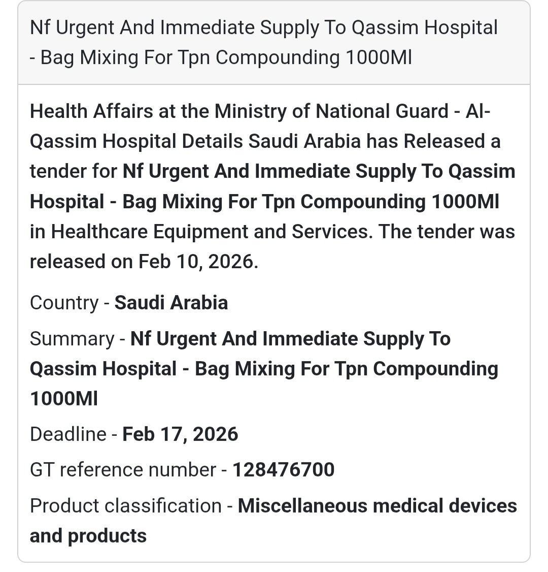 🧴 Urgent Supply – TPN Compounding Mixing Bag 1000ml
