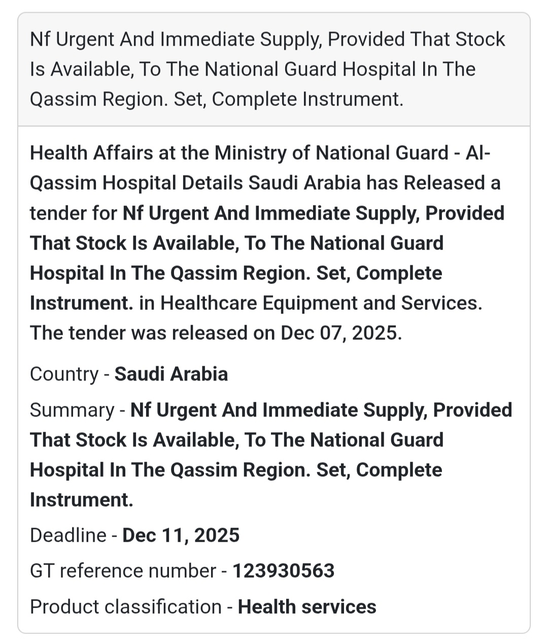 🚨 Urgent Tender Alert – Saudi Arabia 🇸🇦