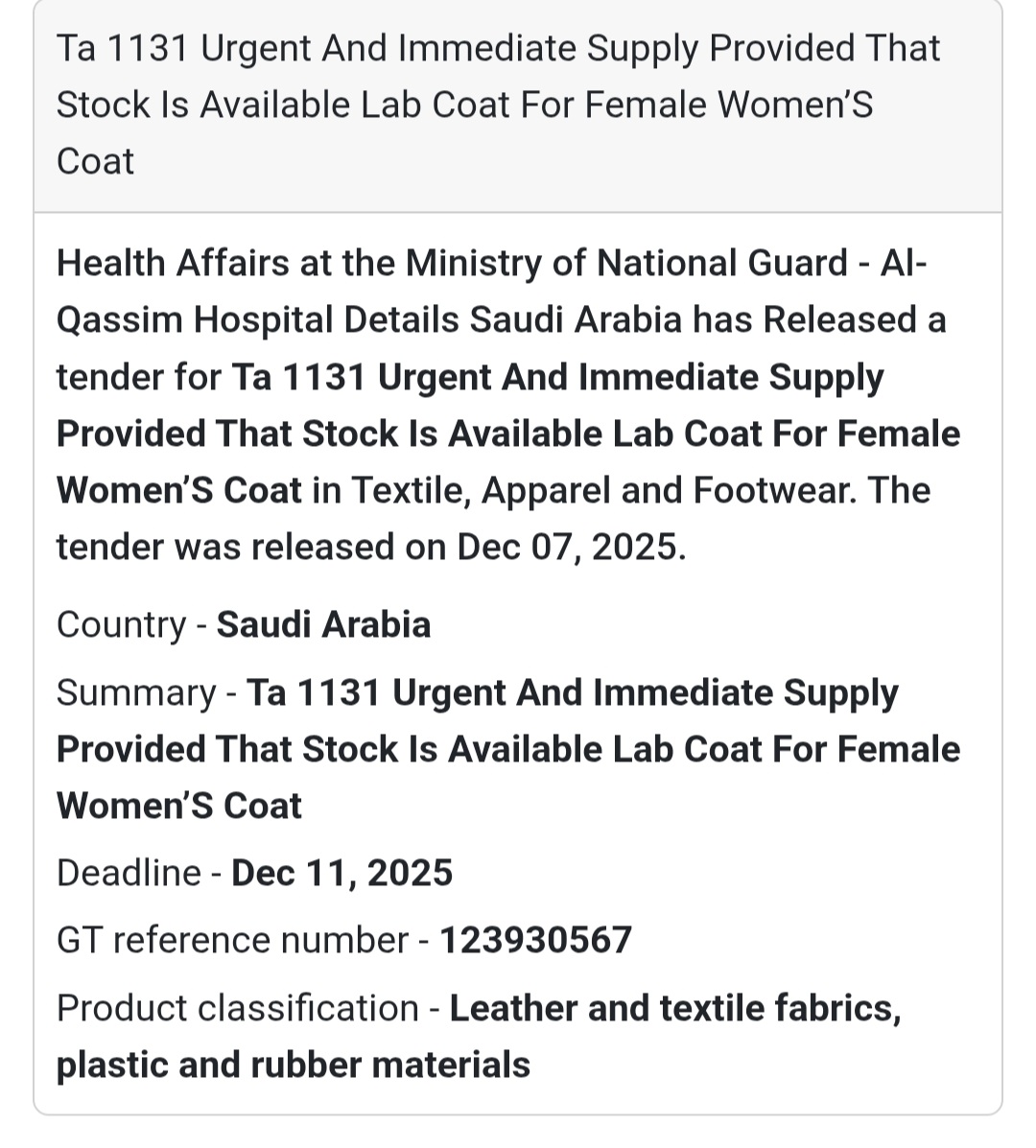 🚨 Urgent Tender Alert – Saudi Arabia 🇸🇦
