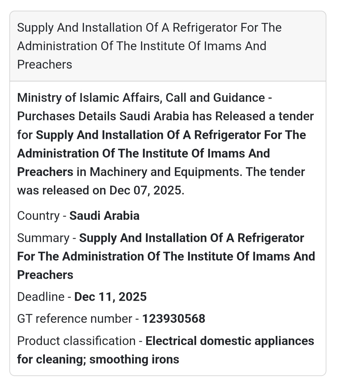 🚨 Urgent Tender Alert – Saudi Arabia 🇸🇦
