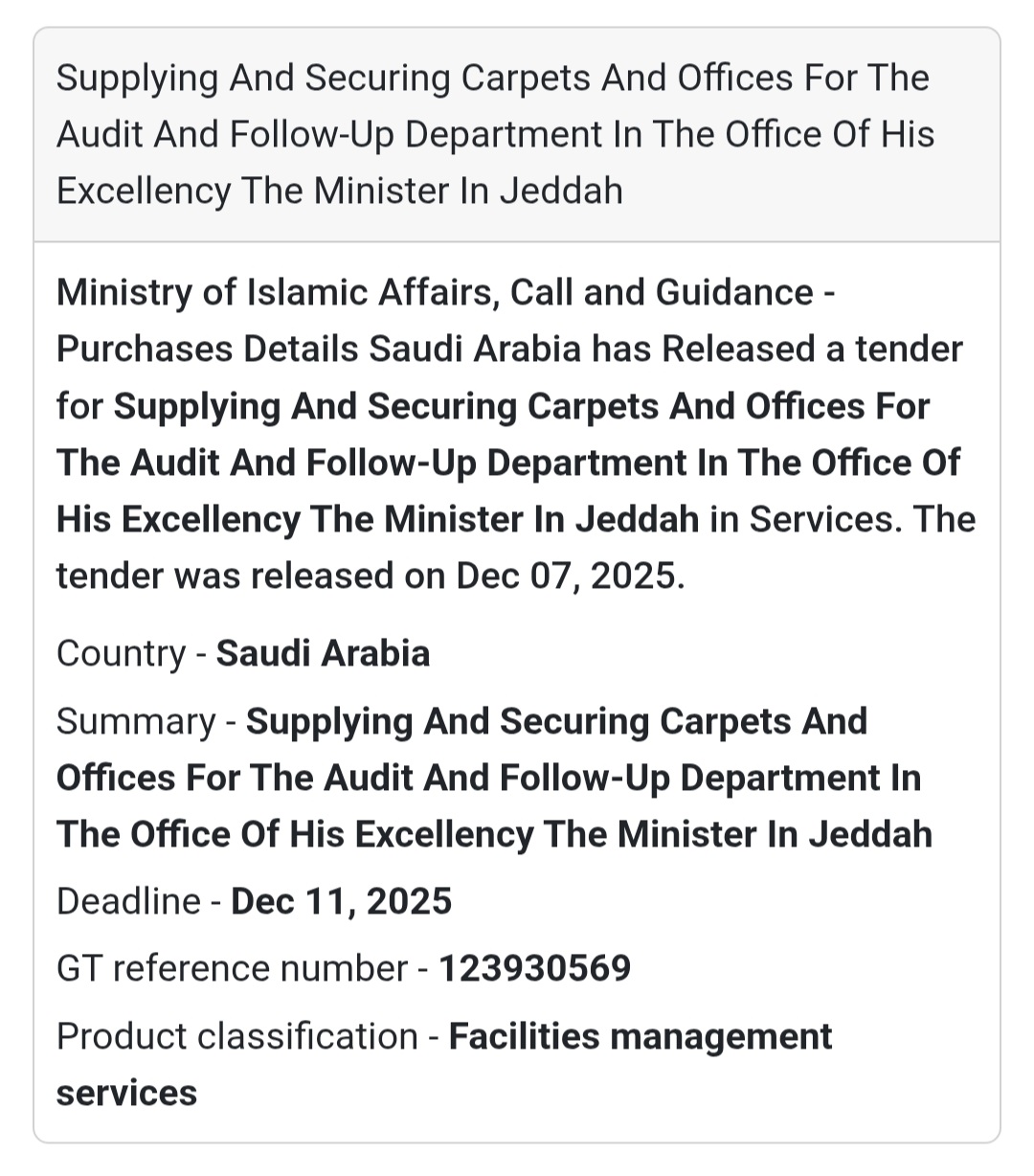🚨 Urgent Tender Alert – Saudi Arabia 🇸🇦