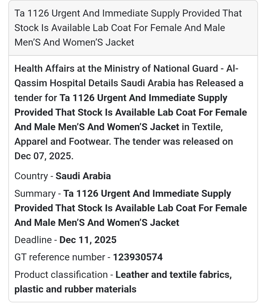 🚨 Urgent Tender Alert – Saudi Arabia 🇸🇦