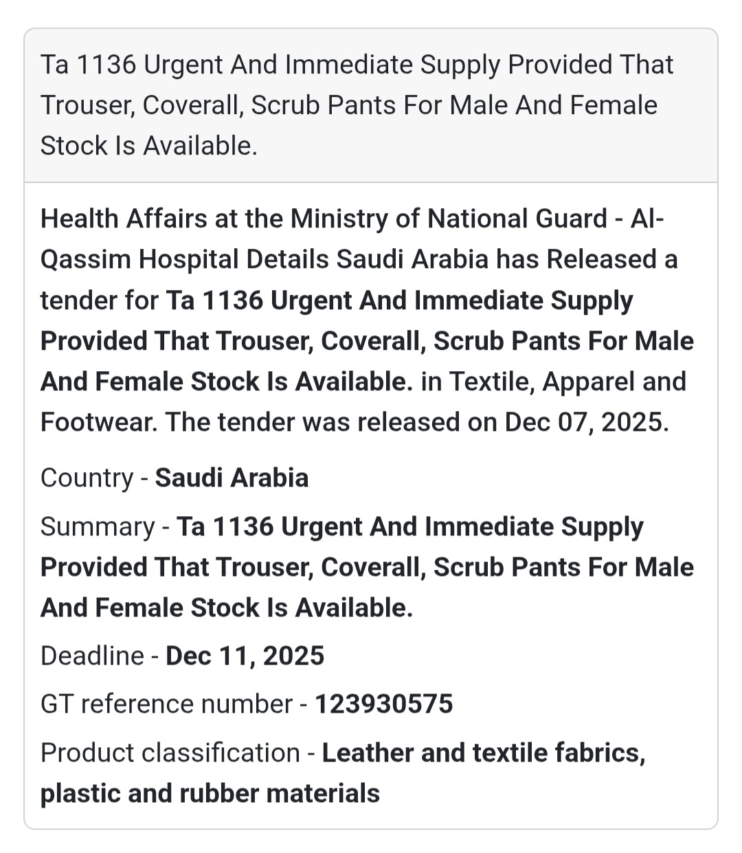 🚨 Urgent Tender Alert – Saudi Arabia 🇸🇦